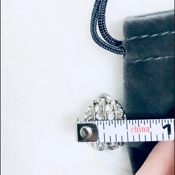 Lovely Crescent Silver CZ Diamond Post Earrings - Picture 6 of 12